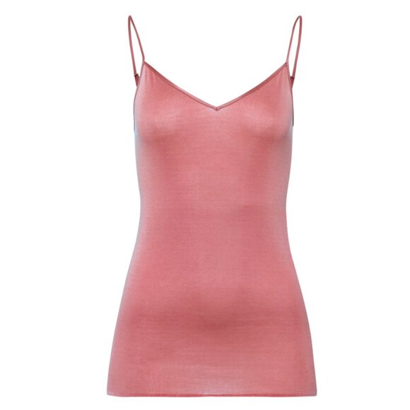 new HANRO 100% Mercerized Cotton Satin Strap Seamless V-Neck Camisole Top - Picture 1 of 5